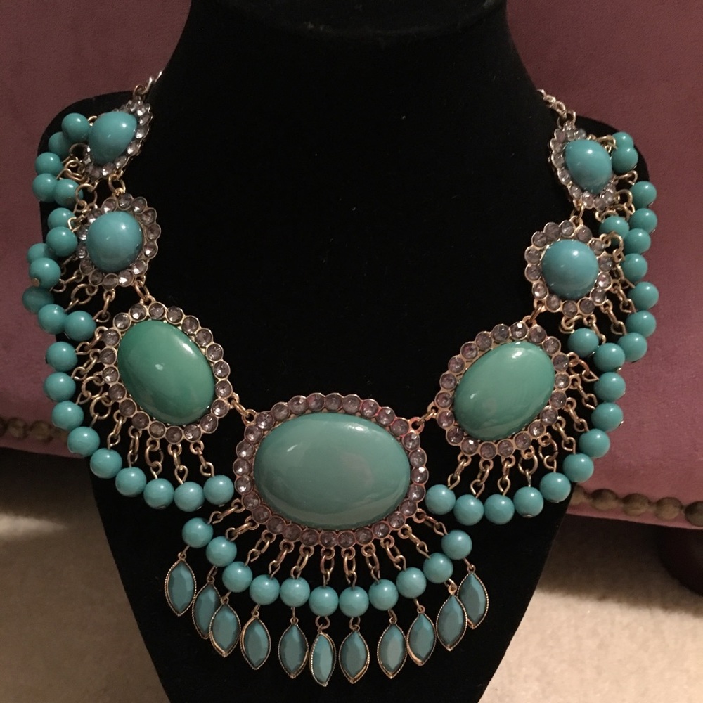 Stunning Blue and Gold Statement Necklace